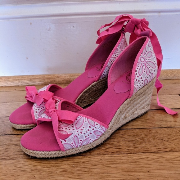 Lilly Pulitzer Shoes - Lilly Pulitzer Ankle Tie Eyelet Wedges